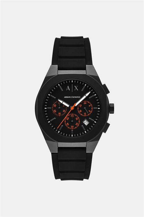 Мужские часы с синхронизированным хронографом и черным силиконовым ремешком артикул 154298565