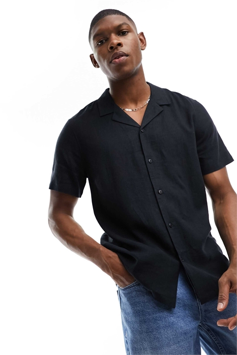 Рубашка с короткими рукавами под лен артикул 133739187