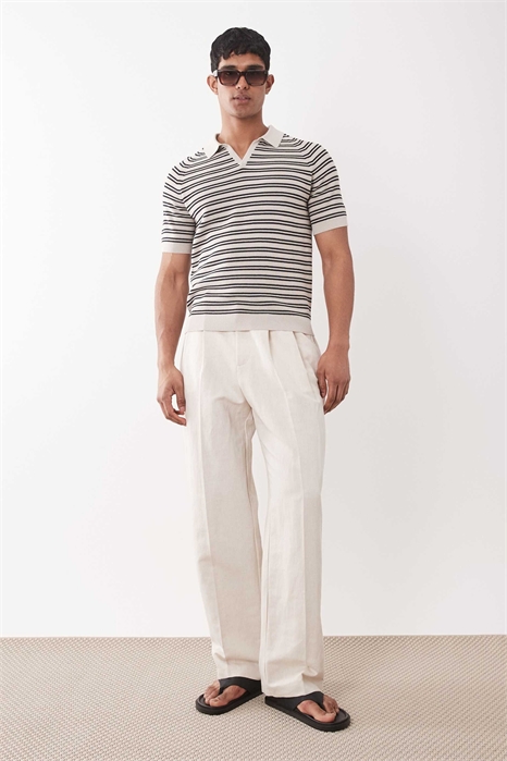 Элегантные льняные брюки с широкими брючинами и складками артикул 153018274