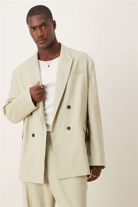 Пиджак свободного кроя в стиле «под льняную ткань» с двойной застежкой артикул 141794007