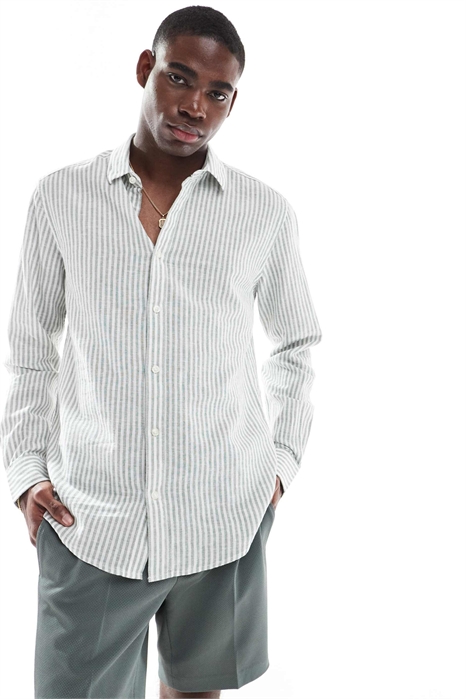 Рубашка с длинными рукавами из смешанного льна артикул 140414641