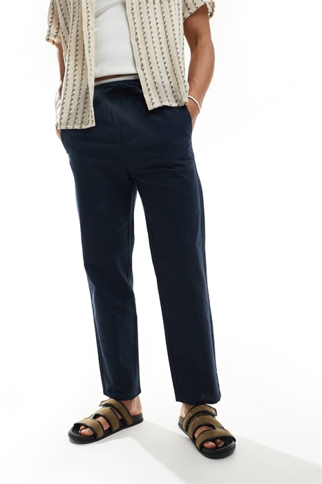 Брюки свободного кроя из смешанного льна артикул 140414617