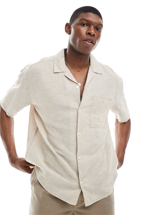 Рубашка в курортном стиле из смешанного льна артикул 140414596