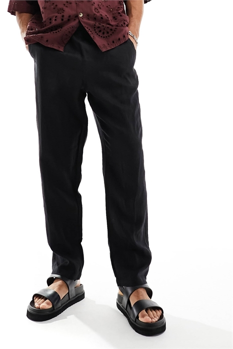 Брюки из льна свободного кроя с прямыми брючинами артикул 134145554