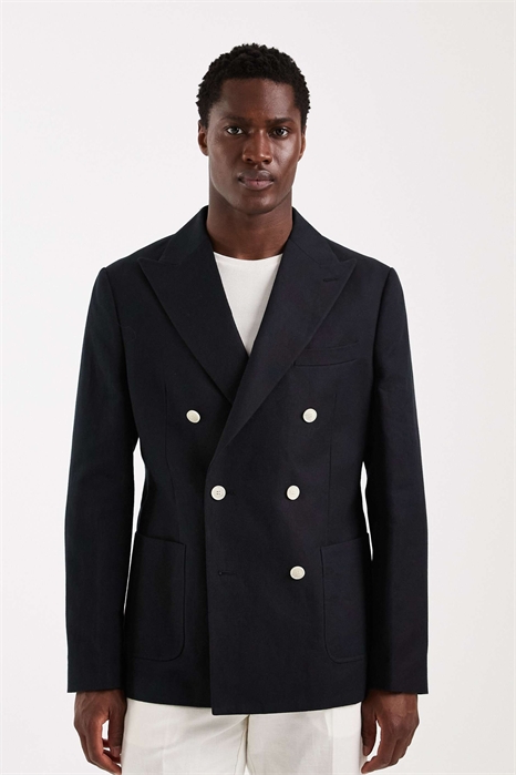 Костюмный пиджак с двумя рядами пуговиц из льна с эффектом «микс-энд-матч» артикул 154140467