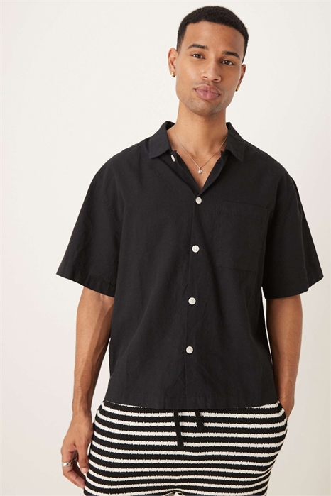 Рубашка с короткими рукавами из смесовой ткани с льном от Eli артикул 148684228