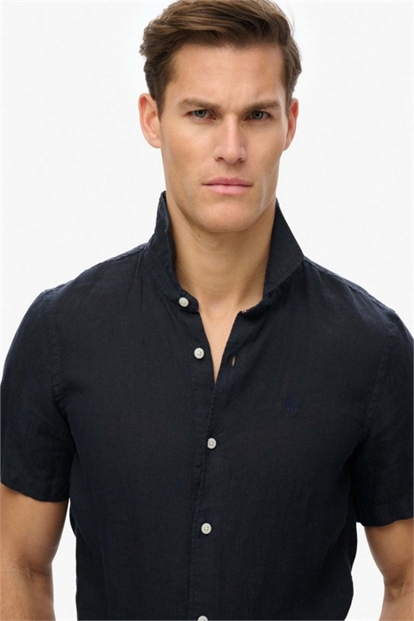 Летняя льняная рубашка с вышивкой «Sd» артикул 148277890