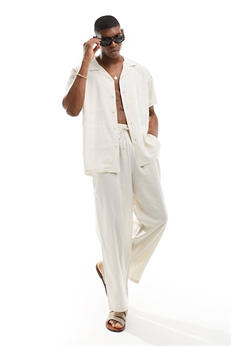 Пляжные брюки из смешанного льна артикул 132987940