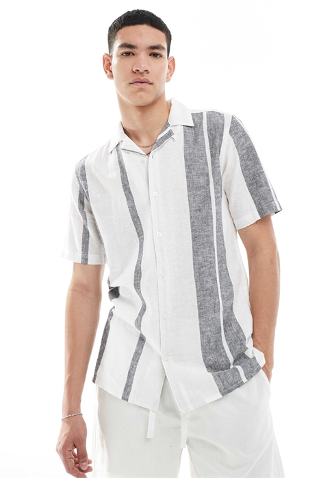 Рубашка с воротником-ревер из смешанного льна артикул 140414634