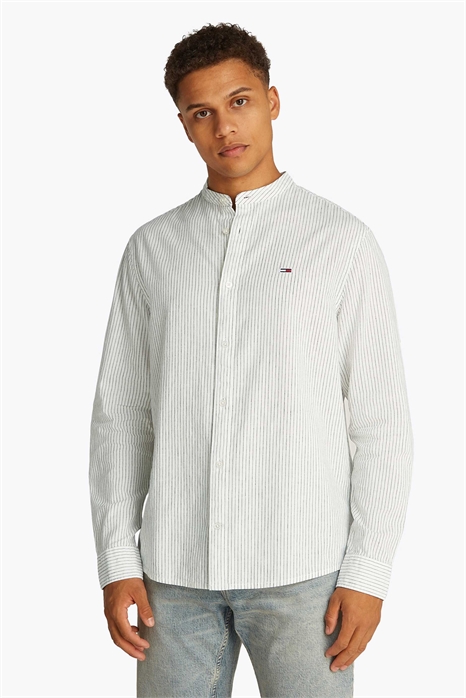 Рубашка в полоску из смешанного льна артикул 149593780