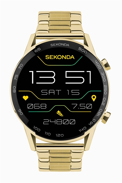 Смарт-часы Active Plus для мужчин, 45 мм, с золотым корпусом и браслетом из нержавеющей стали, с ЖК-циферблатом артикул 139596663