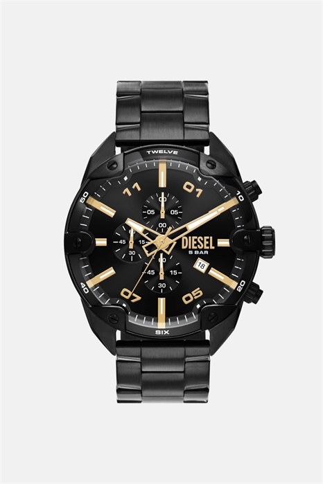 Мужской хронограф с шипами, часы из чёрной нержавеющей стали, dz4644 артикул 155712631