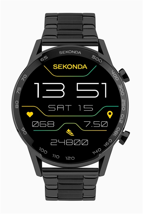 Смарт-часы Active Plus для мужчин, 45 мм, с черным корпусом и браслетом из нержавеющей стали, с ЖК-циферблатом артикул 139596558