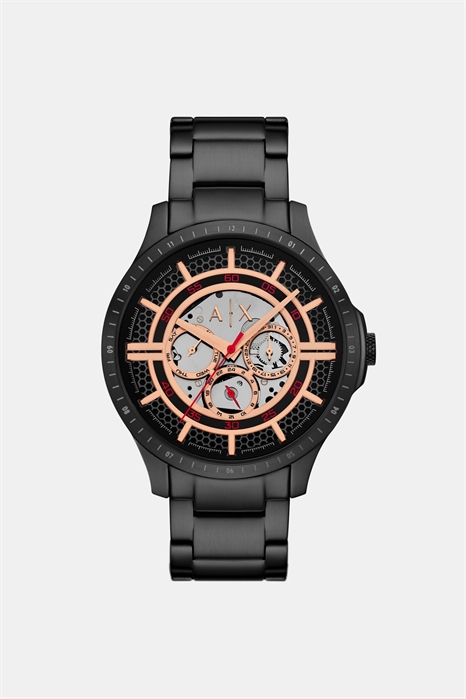 Мужские кварцевые/многофункциональные часы Hampton, черная нержавеющая сталь артикул 151461284