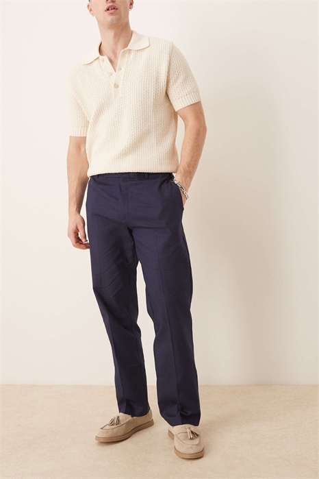 Стильные брюки из смесовой ткани с прямыми брючинами артикул 138930605