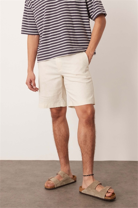 Шорты из смешанного льна с прямым кроем артикул 139561246