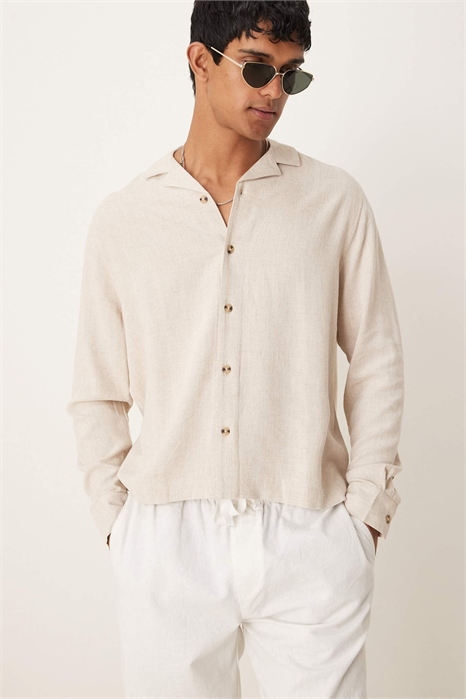 Рубашка прямого кроя из смешанного льна артикул 141218617