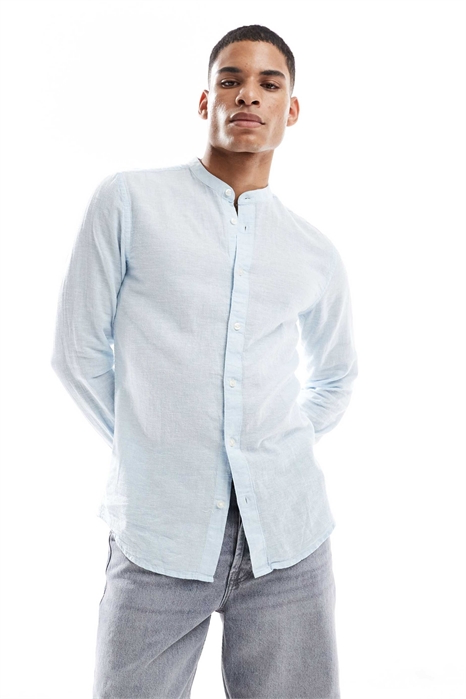 Рубашка с воротником-«бабушкиным» из смешанного льна артикул 147589657