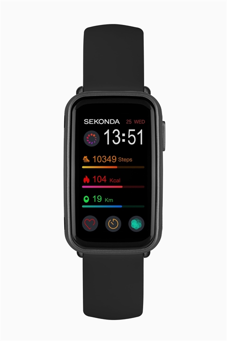 Универсальные смарт-часы Track 26 мм с черным корпусом, силиконовым ремешком и ЖК-дисплеем артикул 139596661