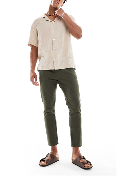 Укороченные брюки из смешанного льна артикул 141613366