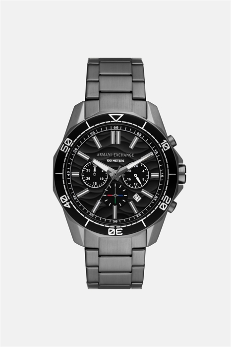 Часы с хронографом из нержавеющей стали цвета «пушечного металла» артикул 141945902