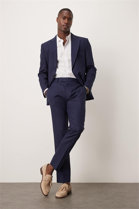 Брюки для костюма из смешанного льна, приталенного кроя артикул 138518684