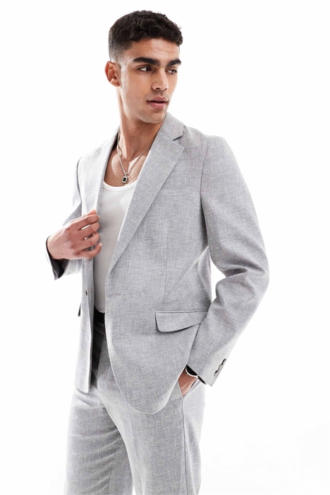 Облегающий летний пиджак из льна и хлопка артикул 138370513