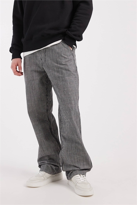 Джинсы-брюки с широкими полосками, черные артикул 154754291
