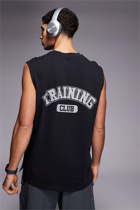 Футболка-майка для тренировок из плотного хлопка свободного кроя с принтом на спине и технологией быстрого высыхания артикул 146700297