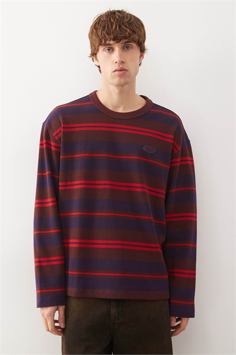 Футболка с полосками и длинными рукавами артикул 148844462