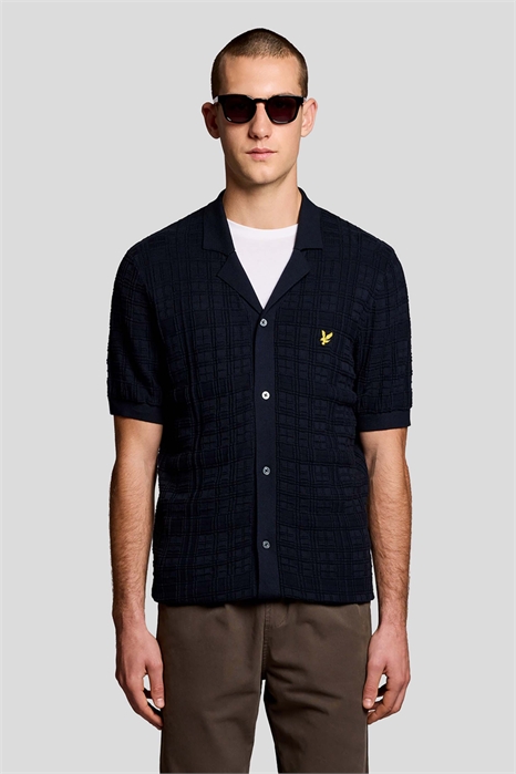 Рубашка из трикотажа средней плотности с жаккардовым клетчатым узором для курортного сезона артикул 156051270