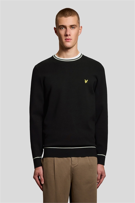 Свитер средней плотности с вязаными вставками и круглым вырезом артикул 156051999