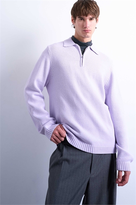 Трикотажное поло свободного кроя на молнии артикул 142120976