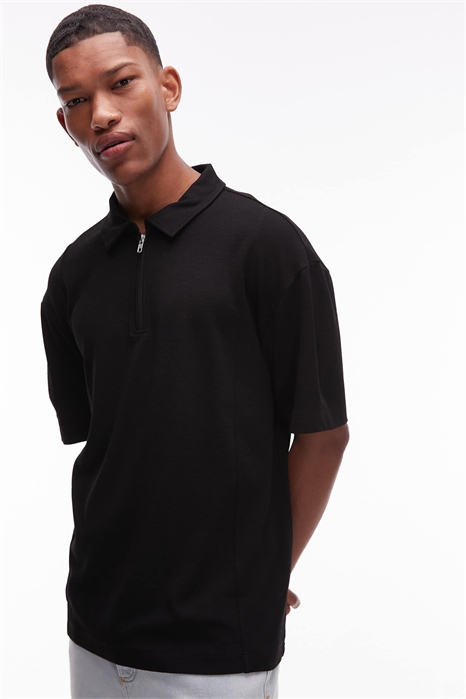 Поло премиум-класса свободного кроя с застежкой-молнией артикул 141820723