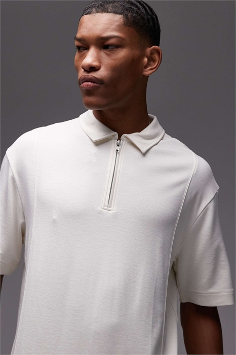 Поло премиум-класса свободного кроя с застежкой-молнией артикул 141820722