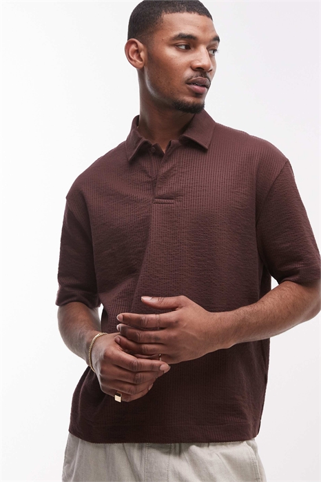 Поло свободного кроя с полосками из ткани «сирсакер» артикул 141732949