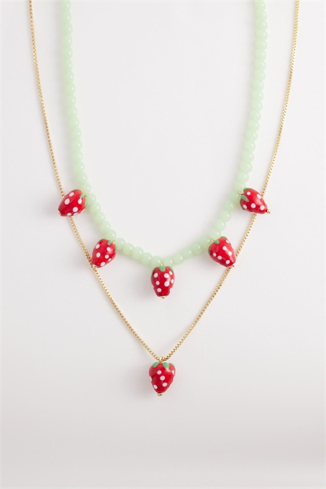 Ожерелье с подвесками в виде клубники из стеклянных бусин артикул 153723849
