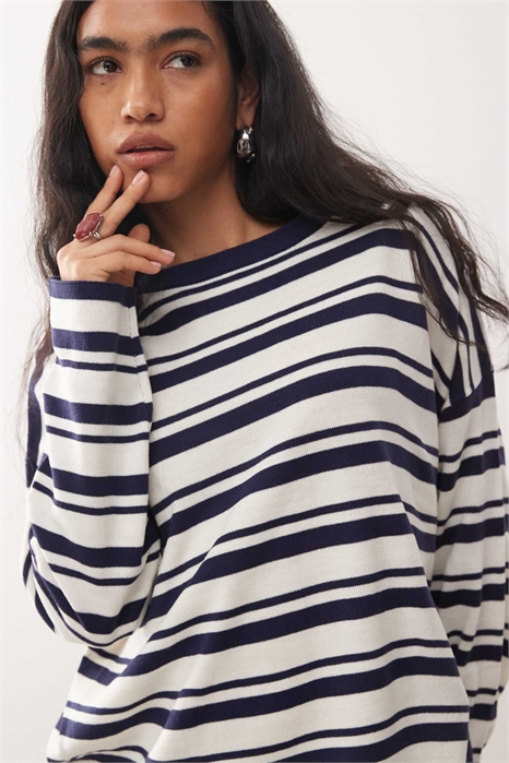 Свитер с полосками и круглым вырезом артикул 153791917