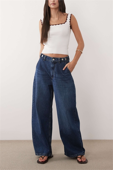 Джинсы с расклешенными штанинами и регулируемой талией артикул 155146236
