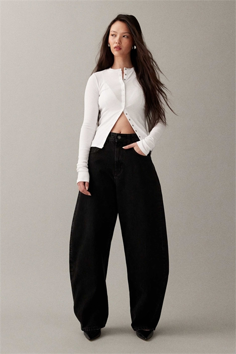 Джинсы с высокой талией и широкими брючинами артикул 154275318