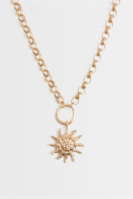 Колье с массивной цепочкой и подвеской в виде солнца артикул 155670907