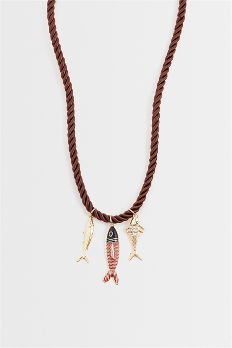 Ожерелье на шнурке с подвесками в виде рыбок артикул 154889951