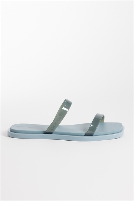 Джинсовые сандалии на двух ремешках из прозрачного пластика артикул 154172940