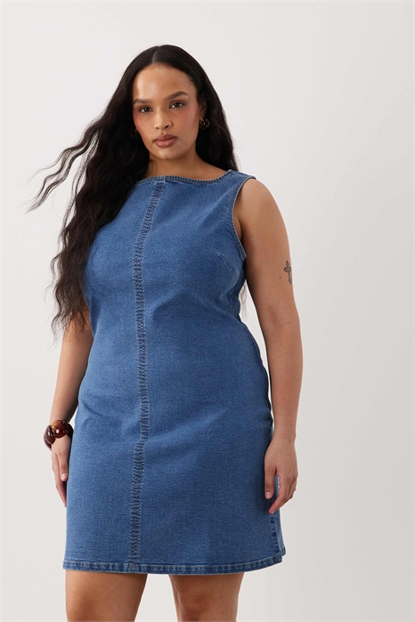 ASOS DESIGN: облегающее мини-платье из денима с V-образным вырезом для полных артикул 153531348