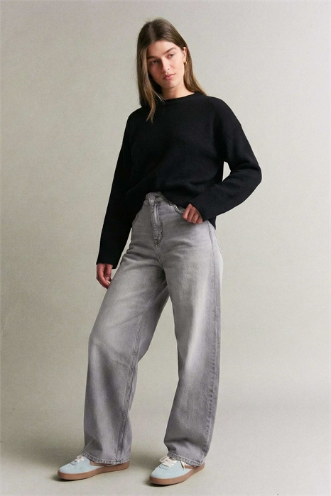 Джинсы с высокой талией и широкими брючинами артикул 156152615