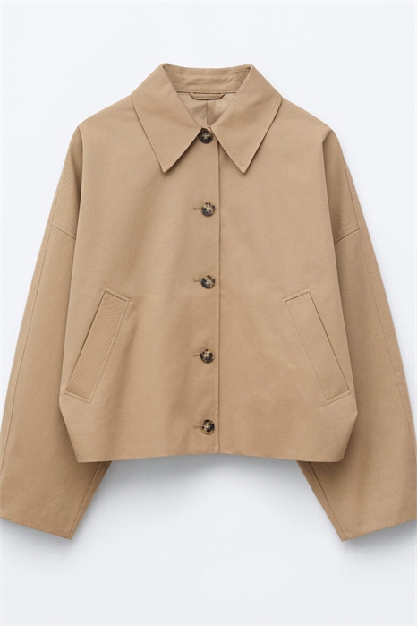 Хлопковая куртка-бомбер в стиле тренч артикул 155250764