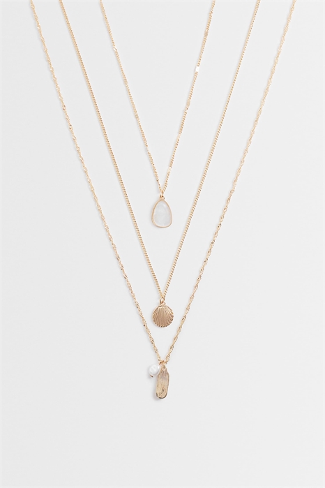 Ожерелье из тонких ракушек в 3 ряда артикул 154316201