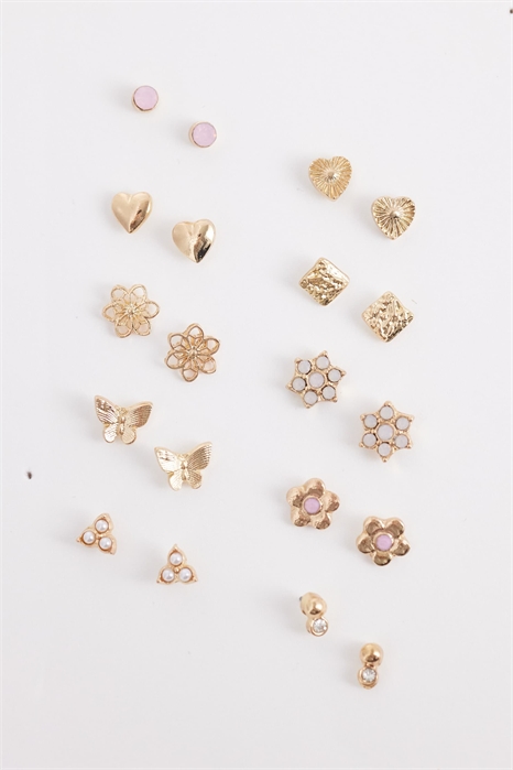 Набор из 10 сережек-гвоздиков с розовыми цветами артикул 154316213