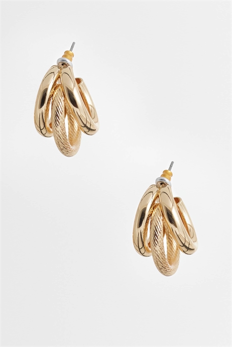 Серьги с тройным кольцом и фактурной поверхностью артикул 154316200