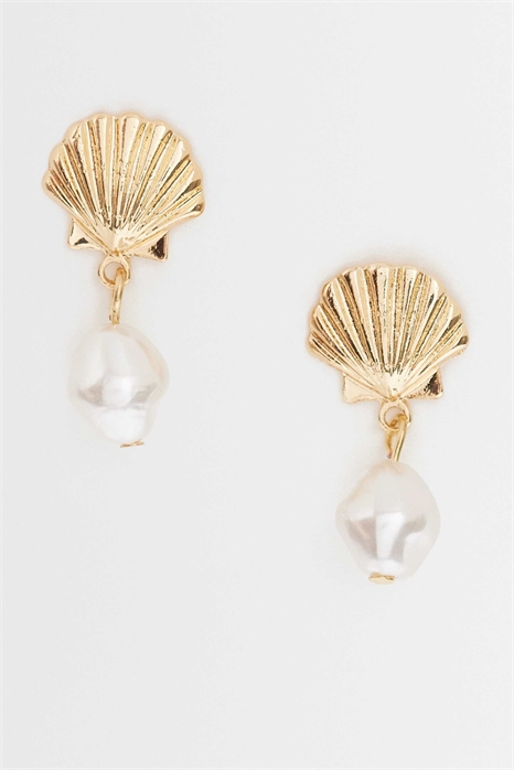 Серьги из морских ракушек с искусственными жемчужинами артикул 154889991